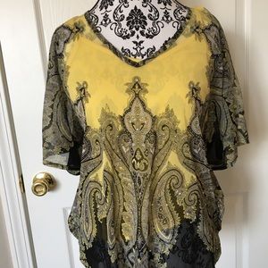 Yellow and black paisley blouse